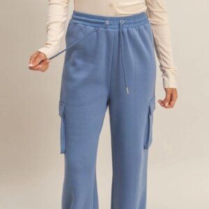 Hyfve Cargo drawstring sweatpants Blue NWT